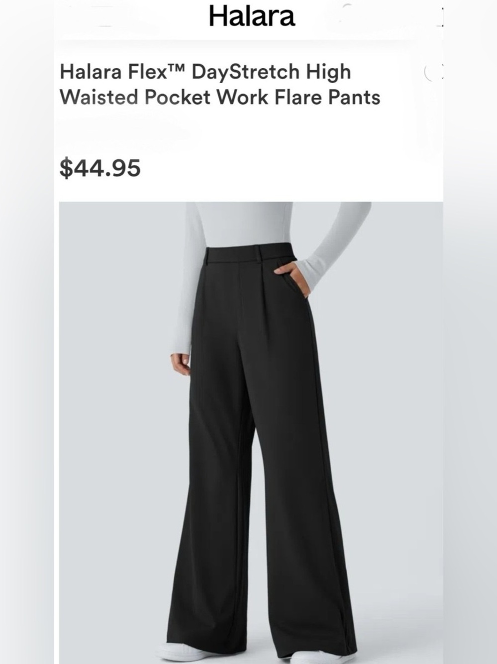 HALARA Black High-Waist Wide Leg Pocket Pants